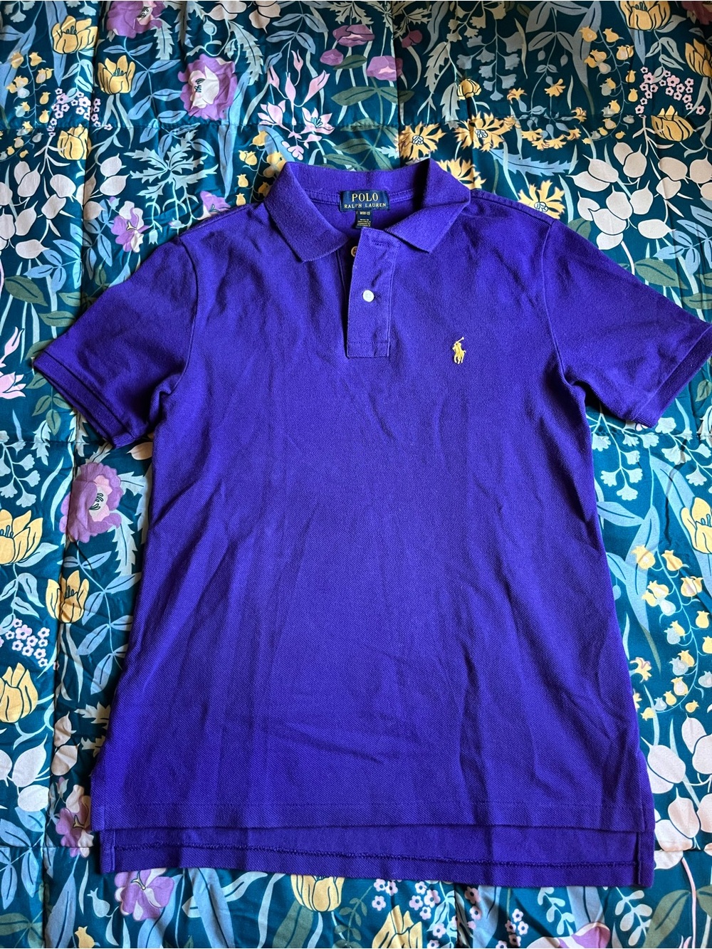 Polo by Ralph Lauren Purple Polo with Yellow Pony Logo Boys Size Medium 10/12